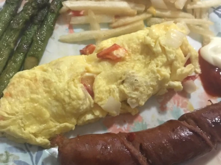 Easy Steps to Prepare Mushroom omelet,asparagus and sausage the Delicious Delicious