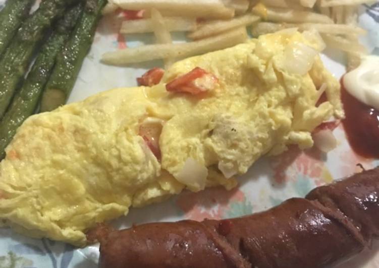 Step-by-Step Guide to Make Quick Mushroom omelet,asparagus and sausage