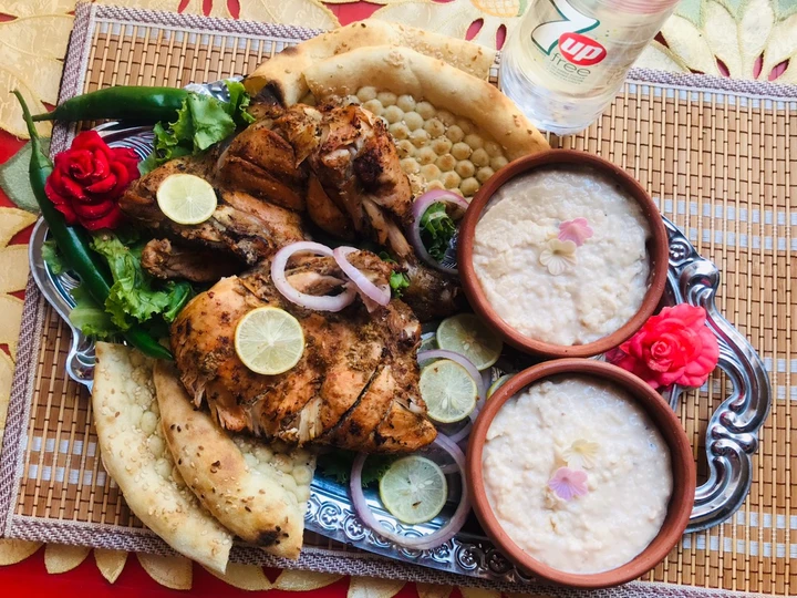 Simple Way Make Recipe Chicken tikka with naan and firni that is Delicious, Tasty}