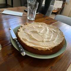 A picture of Frieda’s Rhubarb Cake.