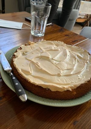A picture of Frieda’s Rhubarb Cake.