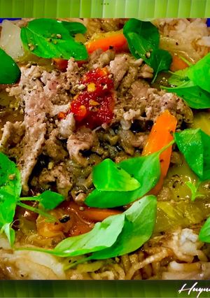 Hình của món Phở Chiên Giòn Xúc Thịt Bò.
