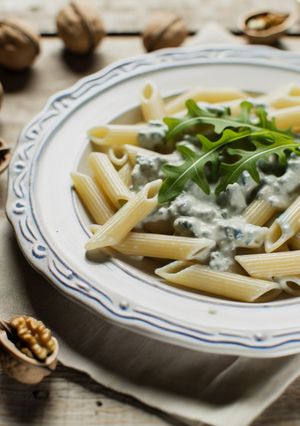 Dinkelnudeln mit Gorgonzola-Walnuss-Sauce - laktosefrei Rezepthauptbild