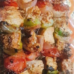 A picture of Chicken shaslik sticks.