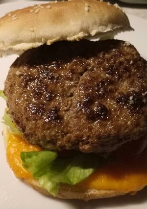 A picture of Pork and beef cheese burger alla Fluffy.