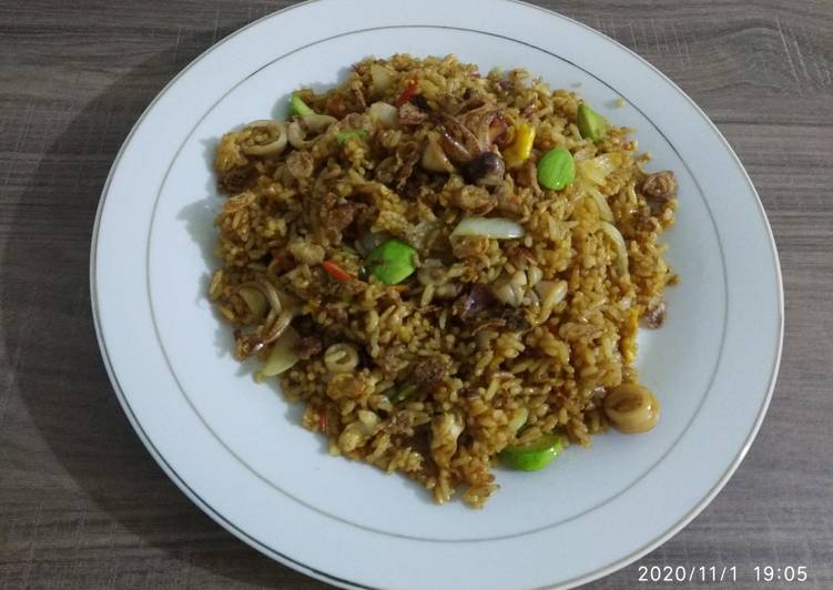 Resep Nasi goreng Seafood 🦐🦑&amp; Petai Enak Banget