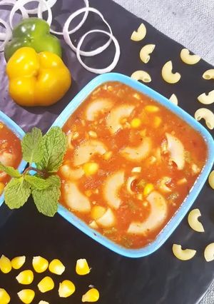 A picture of Tomato Macaroni Soup.