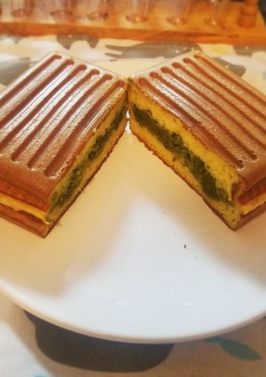 A picture of Large Japanese-Style Pancake with a Sandwich Maker.
