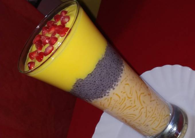 How to Make Perfect Falooda Chia seeds Custard Pudding