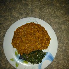 Porridge beans and corn with vegetable soup A picture of Porridge beans and corn with vegetable soup.