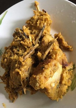 A picture of Porriage yam mixed with ugba.