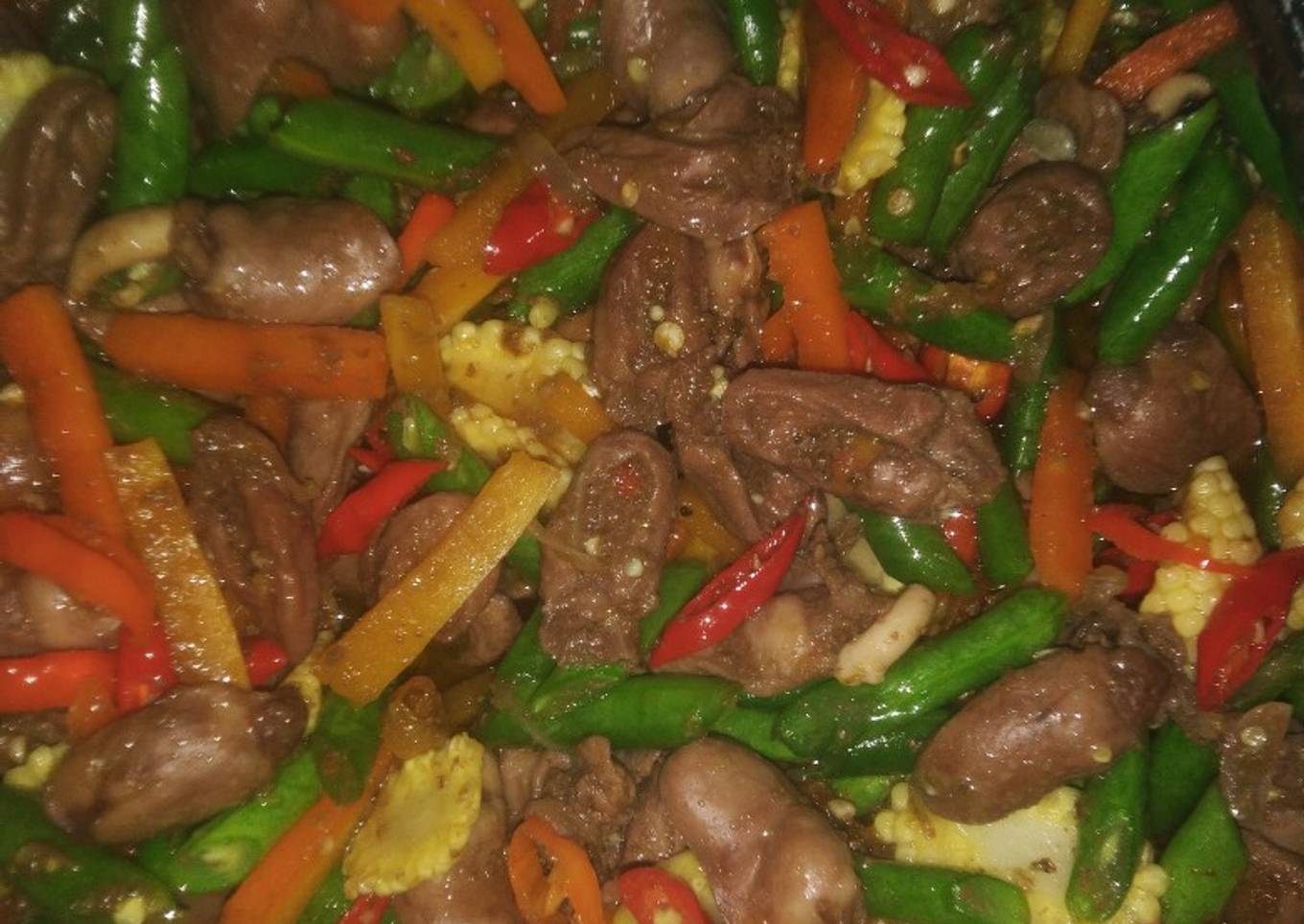 Jantung ayam tumis sayuran