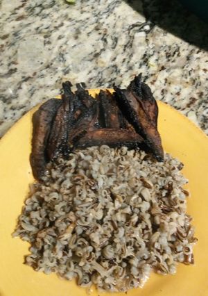 A picture of Bacon (mushroom) /Wild Rice.