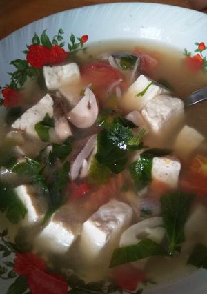 Foto resep Sop jamur kancing tahu