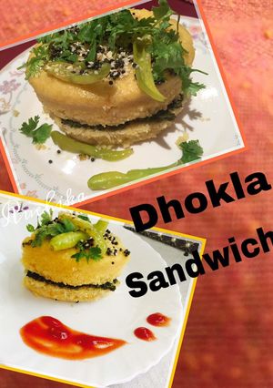 A picture of Dhokla sandwich.