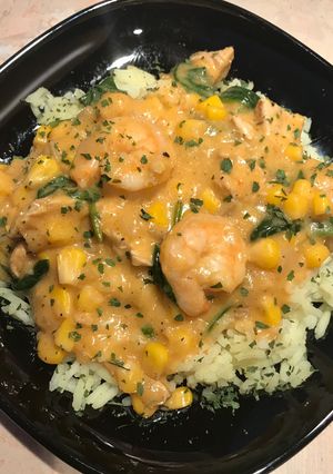 Garnélarák ragu spenótos-kukoricás pulykamellel 😍😋🤤 recept fotója