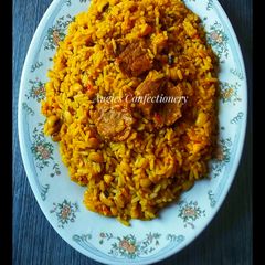 One pot jollof rice and beans A picture of One pot jollof rice and beans.
