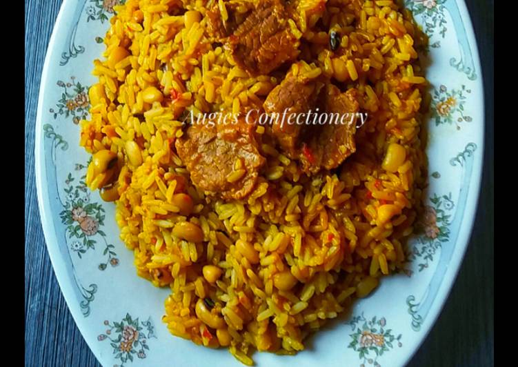 Steps to Make Homemade One pot jollof rice and beans