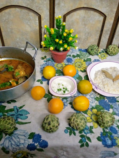 A picture of Fish salan with zeera rice.