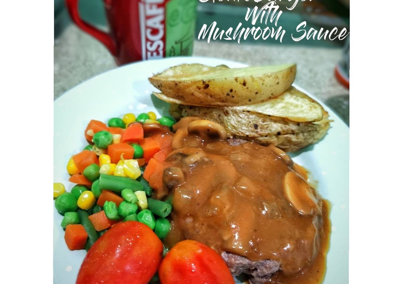 Resep Steak Burger with Mushrooms Sauce Anti Gagal