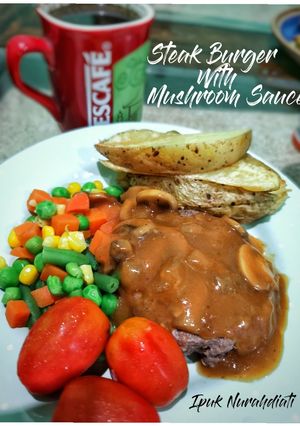 Foto resep Steak Burger with Mushrooms Sauce