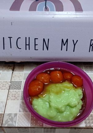 Foto resep Bubur Sumsum Sage Green + Cenil manis dragonball