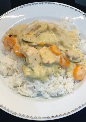 A picture of Chicken Blanquette & Basmati Rice.