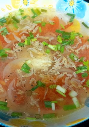 Hình của món Canh cá diêu hồng nấu cà chua tép khô.