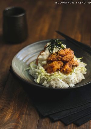 Foto resep Egg Mayo Karaage Rice Bowl