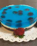 Gelatina de mora azul y coco, con galleta oreo de base