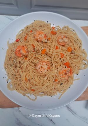 Foto resep 1166. Spaghetti Aglio Olio Udang