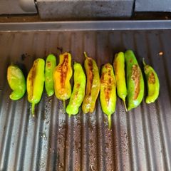 A picture of George Foreman Grilled Shishito Peppers.