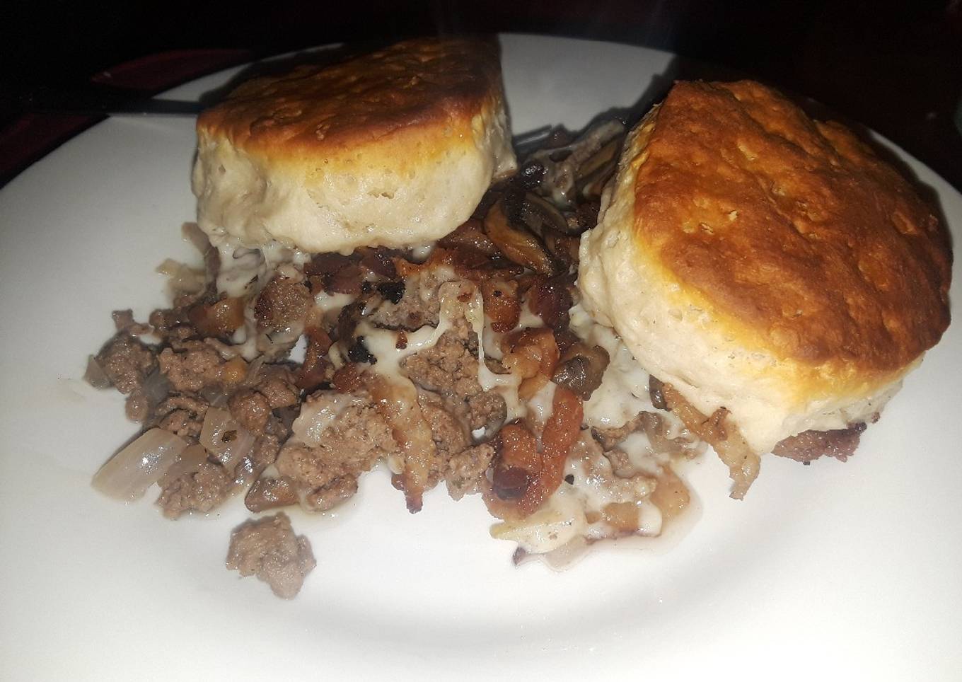 Bacon Mushroom Swiss Burger Casserole