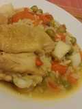 Pollo con arvejas frescas al condifran