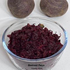 A picture of Beetroot Palya (Beetroot Poriyal / Grated Beetroot Stir Fry).