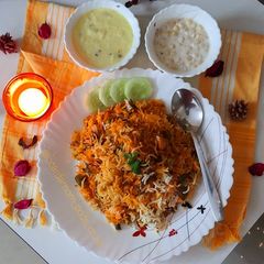 A picture of Paneer sabzi biryani.