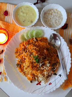 A picture of Paneer sabzi biryani.