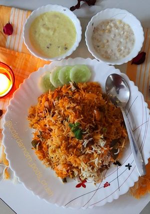 A picture of Paneer sabzi biryani.