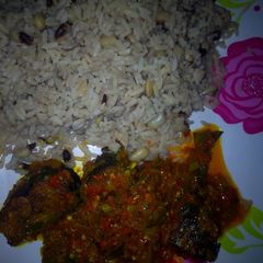 RICE AND BEANS WITh FISH SOURCE A picture of RICE AND BEANS WITh FISH SOURCE.