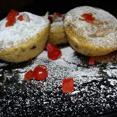 A picture of Fresh figg and pistachio thandai masala cup cake.