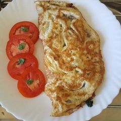 A picture of Spinach Sausage Stuffed Omelette.