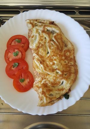 A picture of Spinach Sausage Stuffed Omelette.