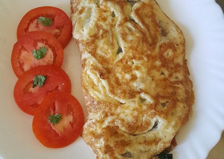 Steps to Prepare Quick Spinach Sausage Stuffed Omelette