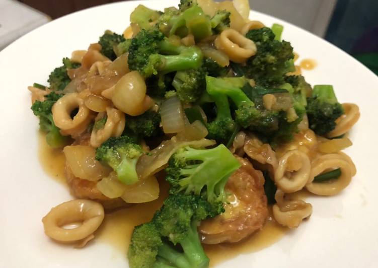 Resep Brokoli, Tofu, Cumi saos tiram🦑 yang Bisa Manjain Lidah