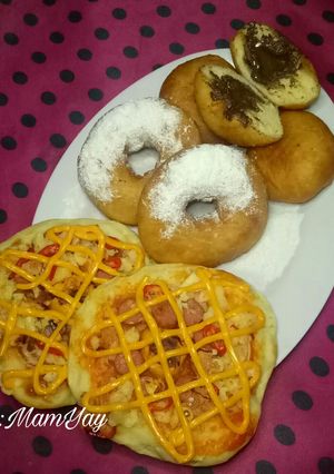 Foto resep 1 jadi 3 (pizza, donat, roti goreng)