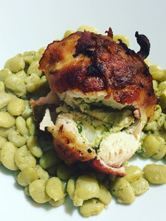 A picture of Stuffed Guacamole Bacon Wrapped Chicken Breast.