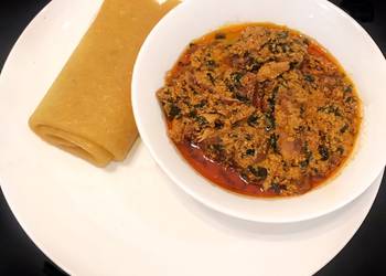 How to Recipe Perfect Rolled Eba and egusi soup