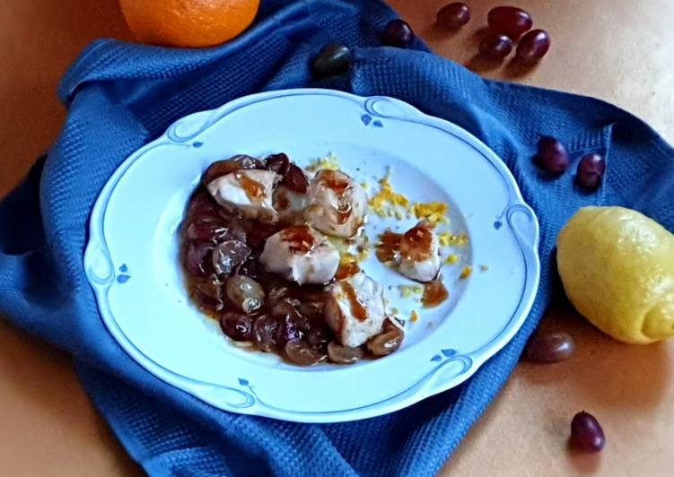 Persico in salsa agrodolce con uva e scorze d&#39;agrumi