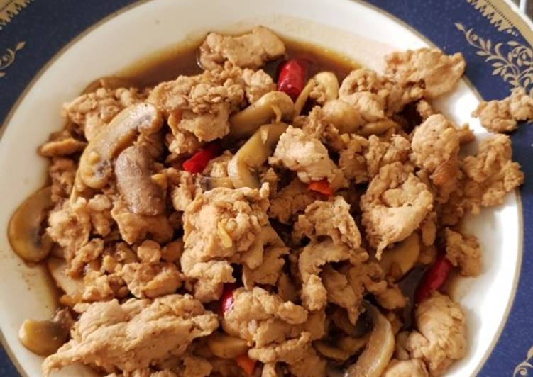 Resep Ayam Cincang Jamur Masak Kecap, Bikin Ngiler