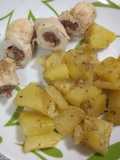 Involtini di pollo e salsiccia con patate in padella